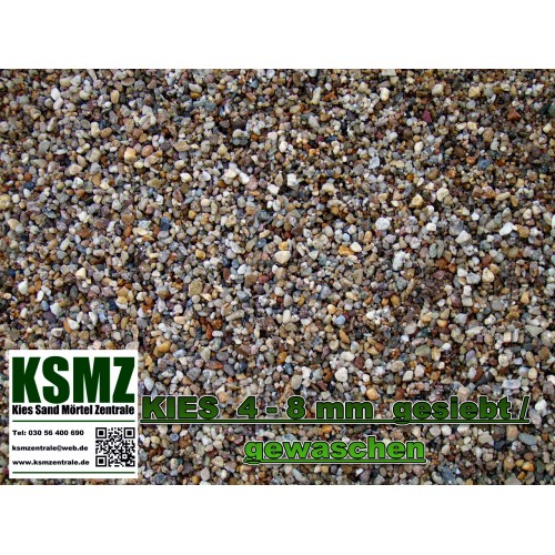 Kies 4 8 mm gewaschen lose ca. 0,55m³ Art. Nr.108